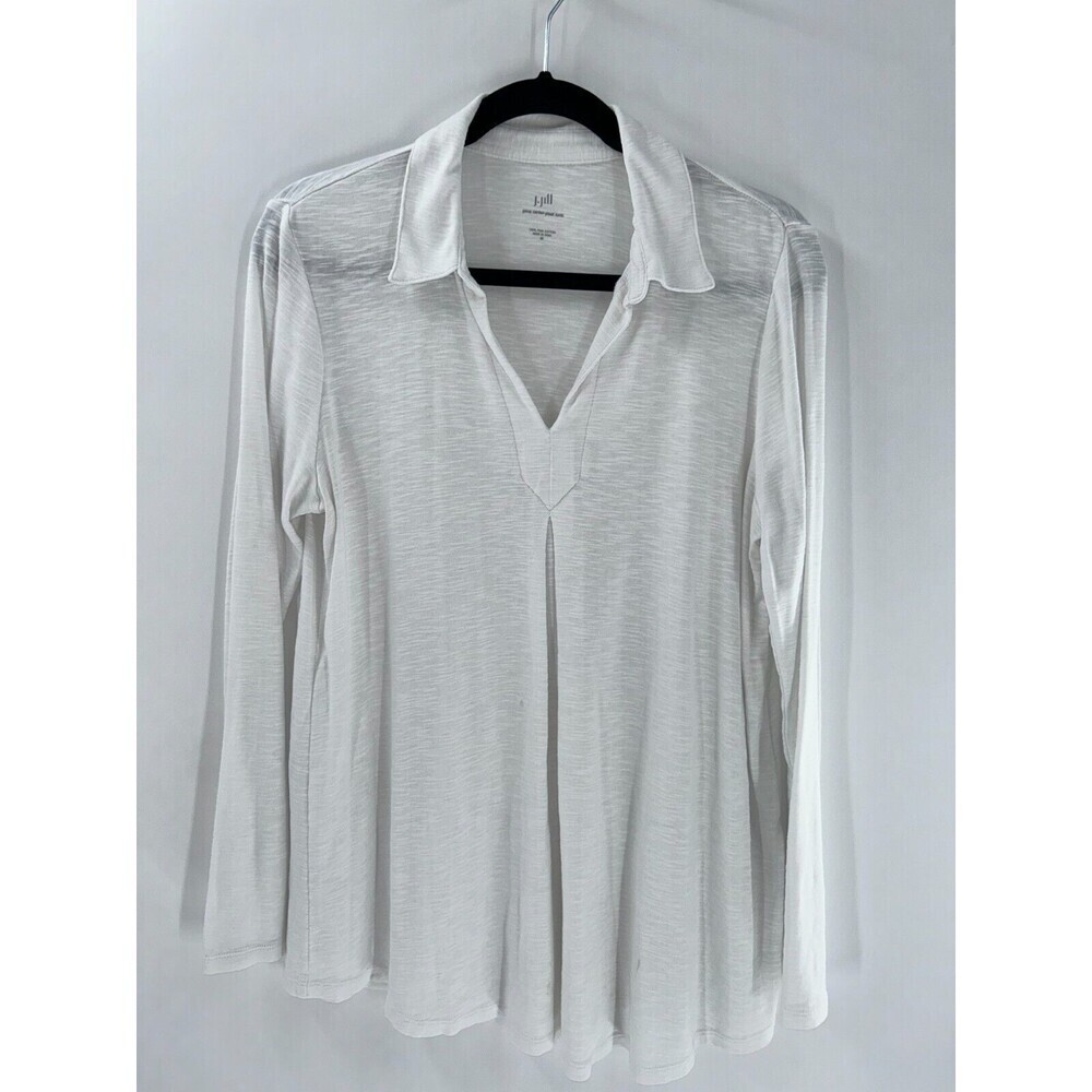 Women's J Jill Pima Center Pleat Long Sleeve Tunic Top Size M